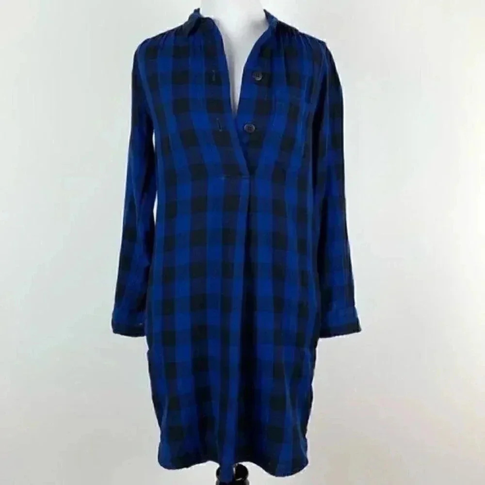 Madewell latitude shirt dress XXS black blue E1510 - Picture 14 of 16